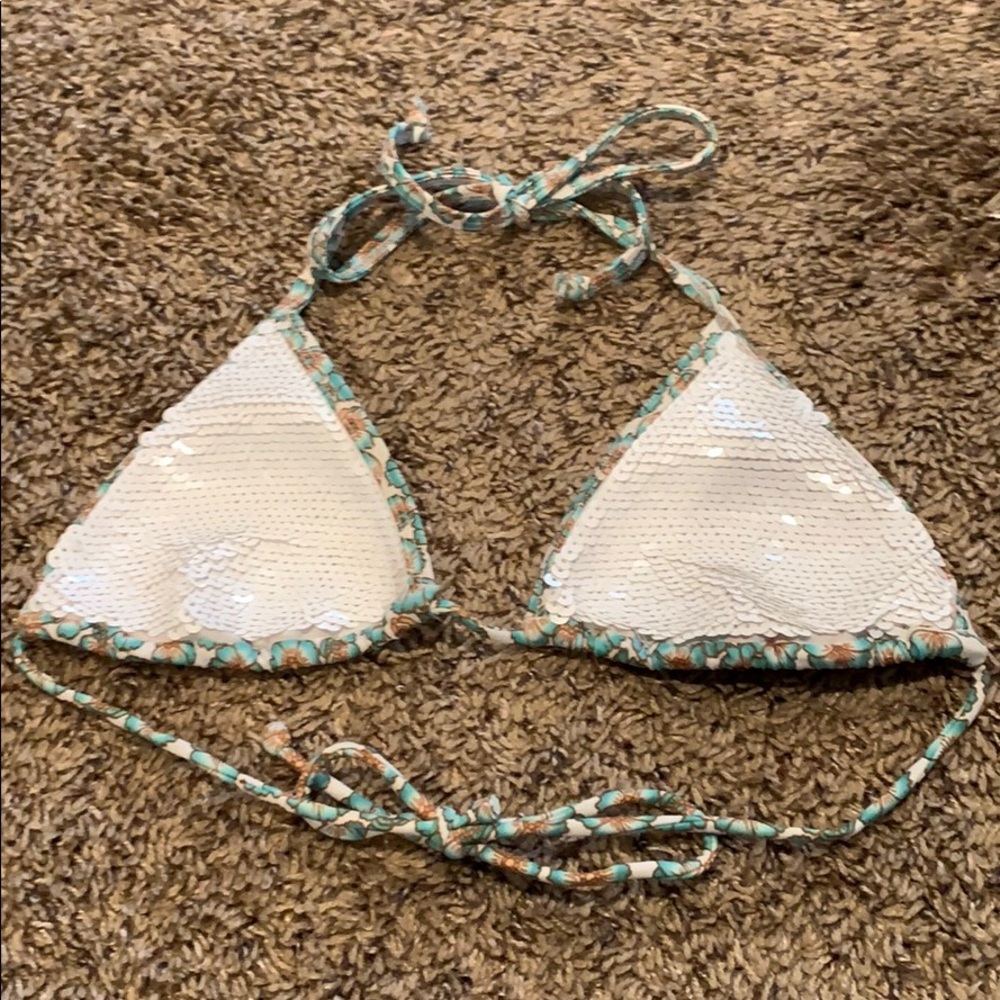 Victoria secret triangle swim top in white sequin